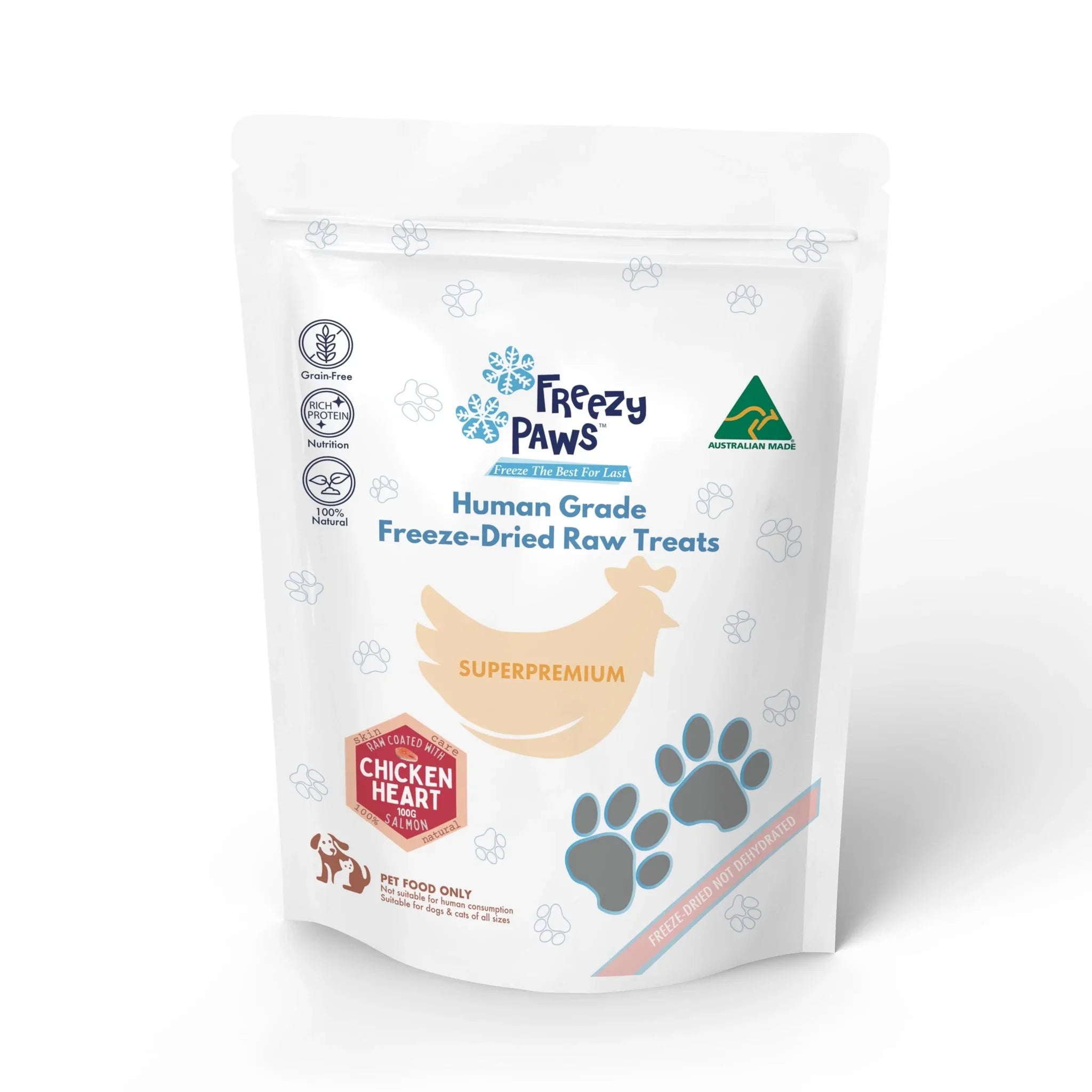 Freezy Paws Freeze Dried Chicken Heart & Salmon Treats 100g