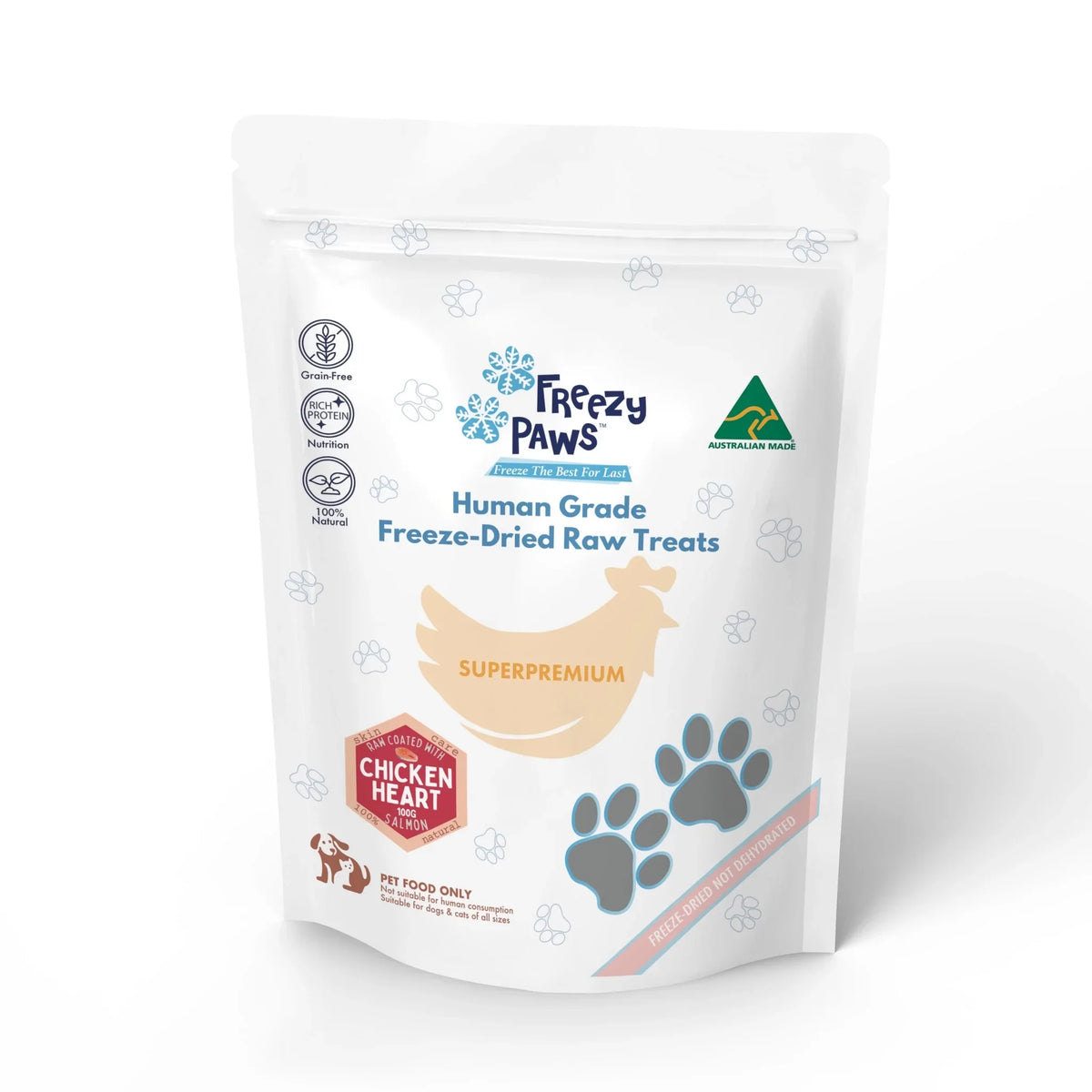 Freezy Paws Freeze Dried Chicken Heart & Salmon Treats 100g