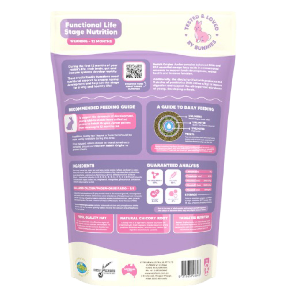 Vetafarm Origins Junior Rabbit Pellet Food