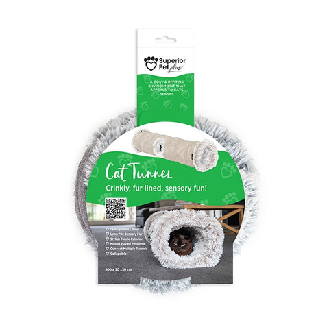 Superior Pet Luxe Cat Tunnel Dove Grey 100x30x30cm