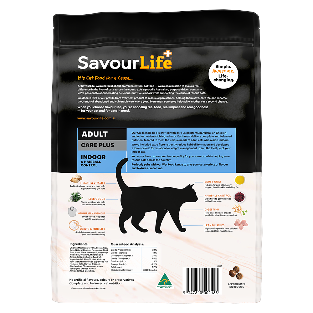 Indoor And Hairball Control Care Plus Chicken Adult Dry Cat Food