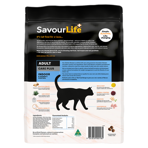 Indoor And Hairball Control Care Plus Chicken Adult Dry Cat Food