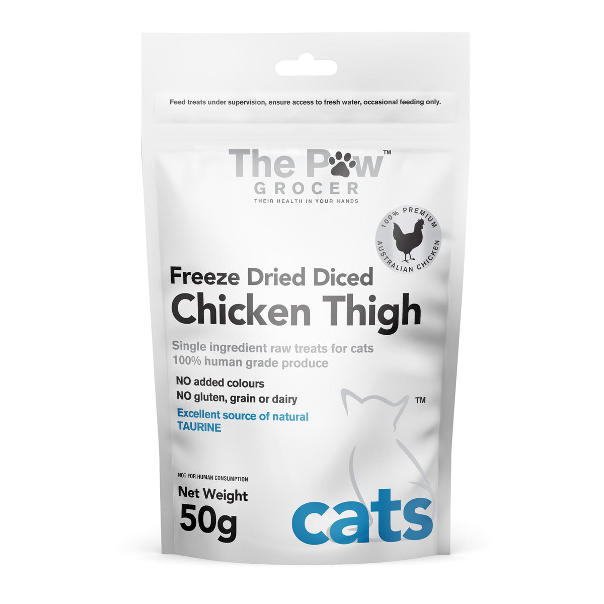 The Paw Grocer Freeze Dried Cat Treats Chicken Thigh - 50g | petsome Pet Supplies