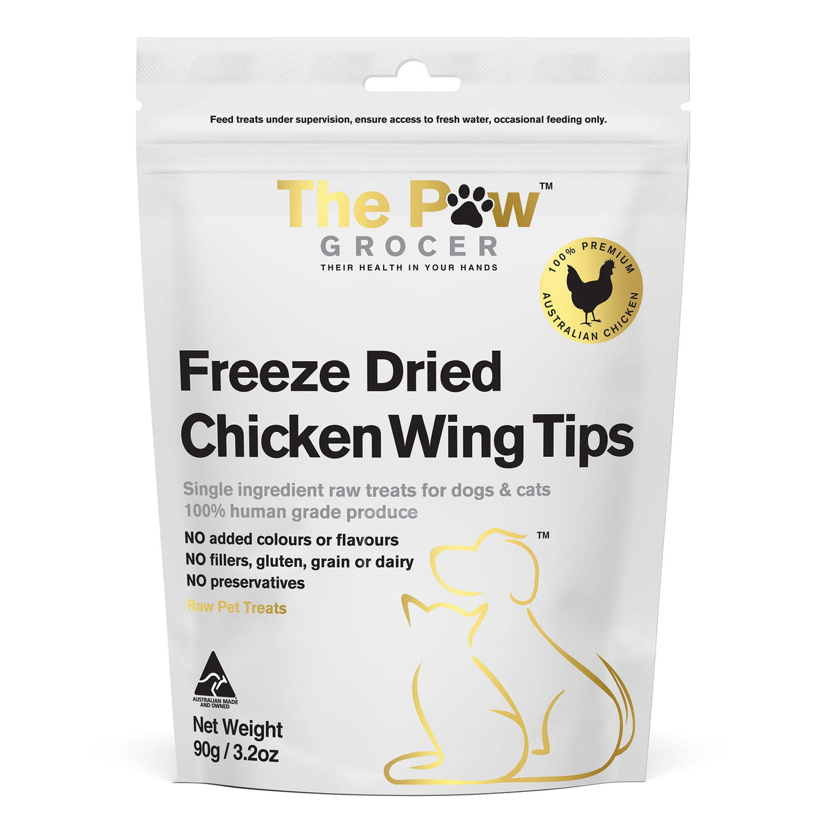 The Paw Grocer Freeze Dried Dogs & Cats Treats Chicken Wing Tips - 90g | petsome Pet Supplies