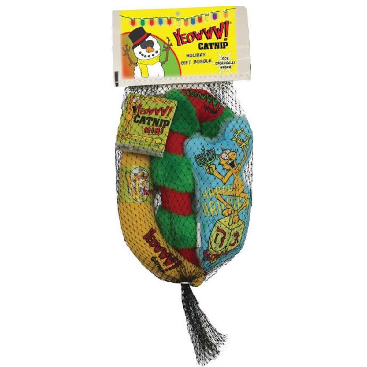Yeowww! Catnip Cat Toys - Dreidel Krinkle Gift Bundles with 3 Cat Toys + Bonus Catnip