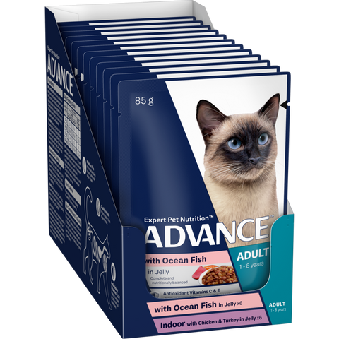 Adult Ocean Fish & Indoor Chicken And Turkey In Jelly Wet Cat Food Variety Pack