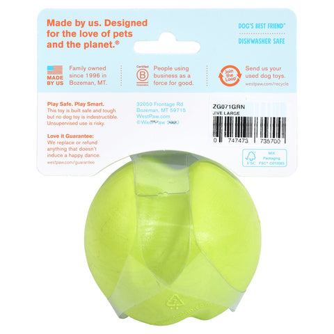 West Paw Jive Zogoflex Fetch Ball Tough Dog Toys