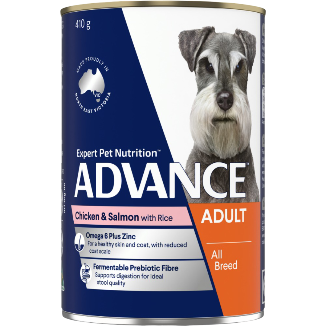 Adult Chicken, Salmon And Rice Wet Dog Food Cans