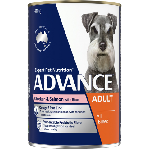 Adult Chicken, Salmon And Rice Wet Dog Food Cans