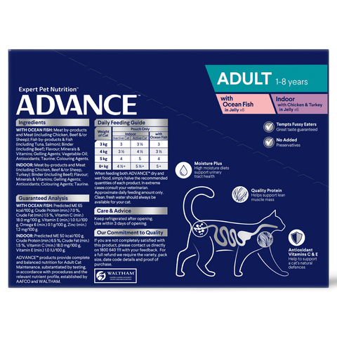 Adult Ocean Fish & Indoor Chicken And Turkey In Jelly Wet Cat Food Variety Pack