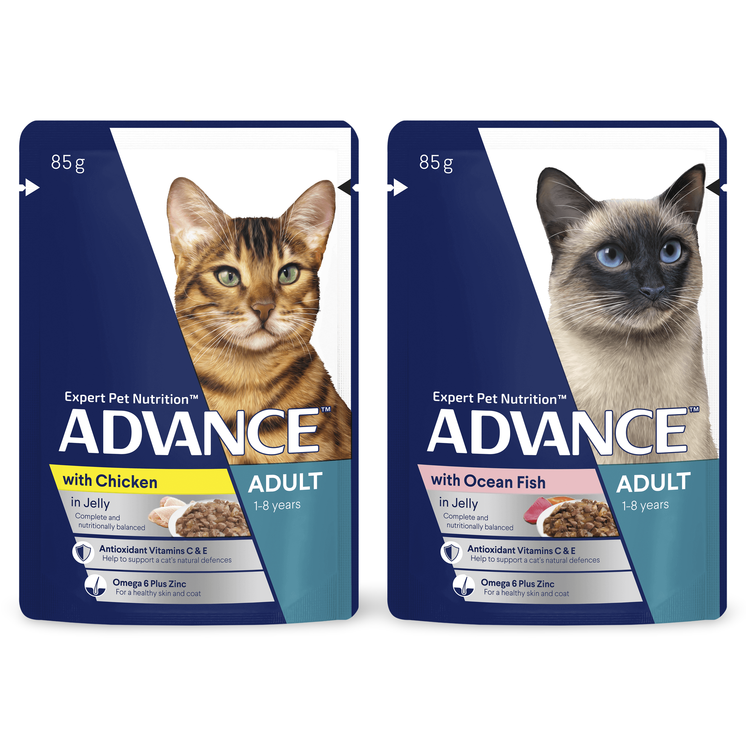 Adult Ocean Fish & Chicken And Turkey In Jelly Wet Cat Food Pouches