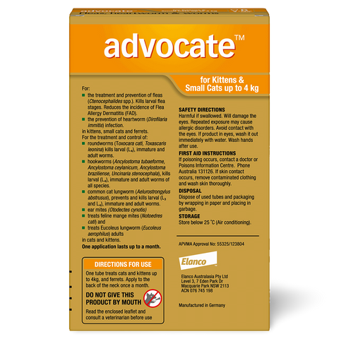 Flea & Worming Spot-On Cat Small Orange