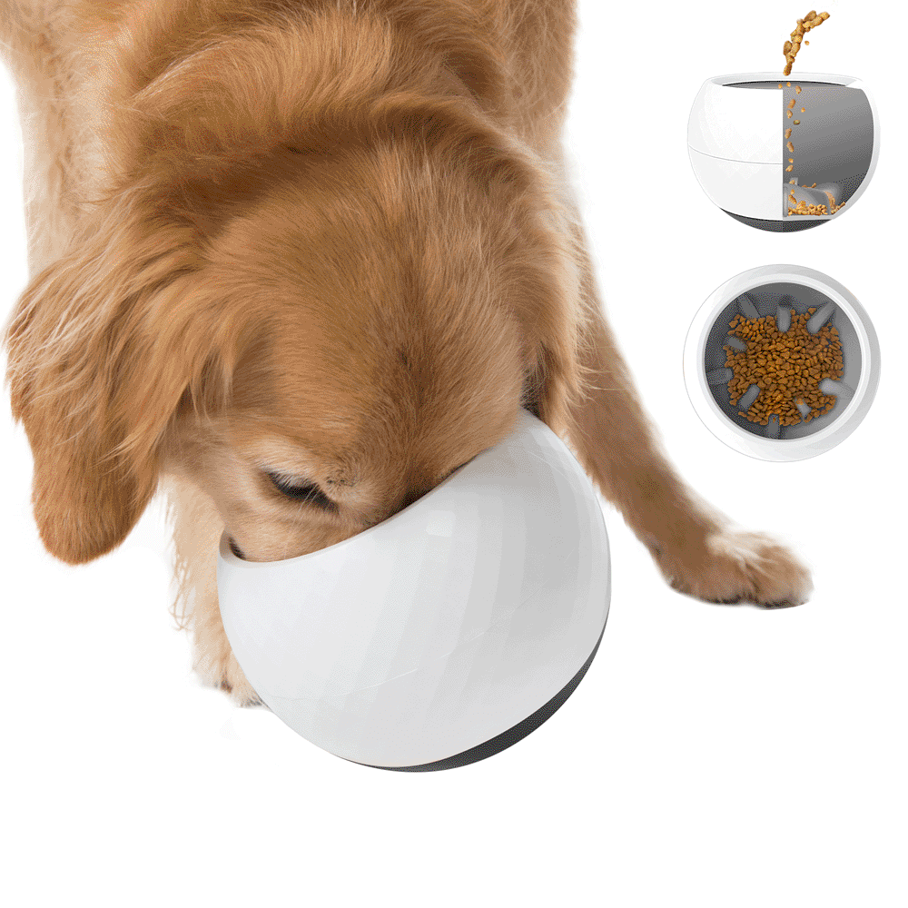 Wobbler Slow Feeder Pet Bowl Grey