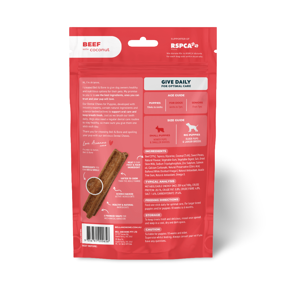 Beef Puppy Dental Chews Large