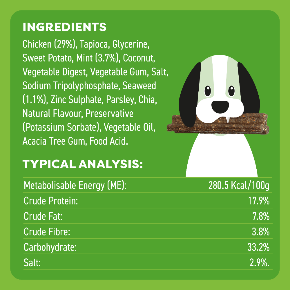 Chicken Mint And Seaweed Dental Dog Treats Small