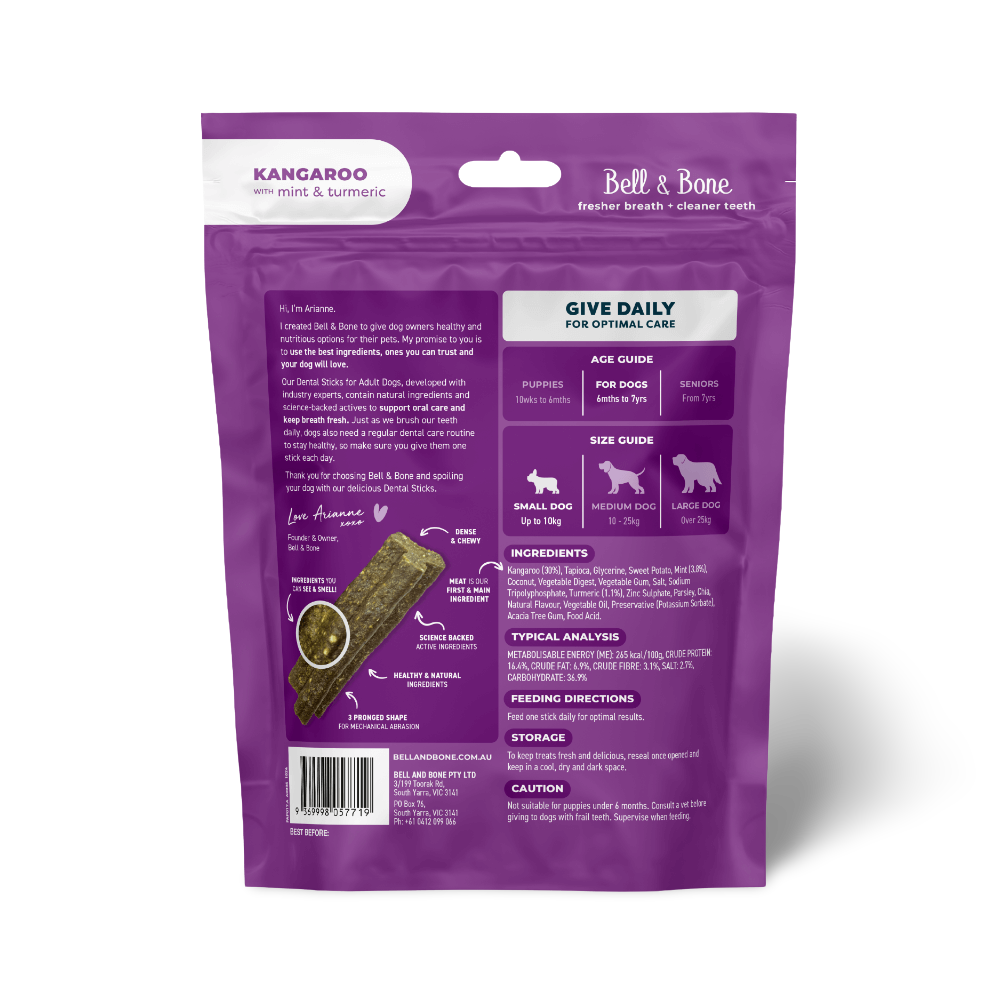 Kangaroo Mint Turmeric Dental Dog Treats Small