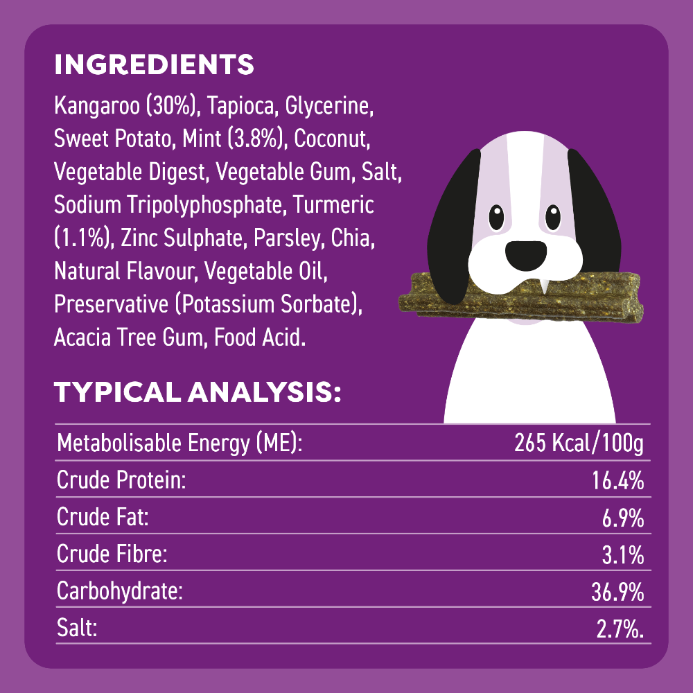 Kangaroo Mint Turmeric Dental Dog Treats Small