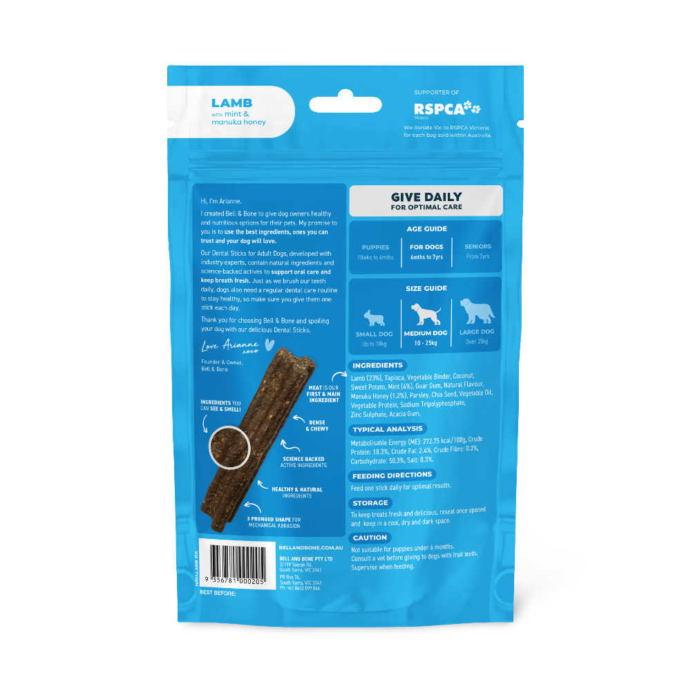 Lamb Mint Manuka Honey Dental Dog Treats Medium