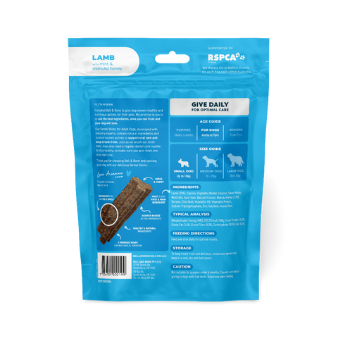 Lamb Mint Manuka Honey Dental Dog Treats Small