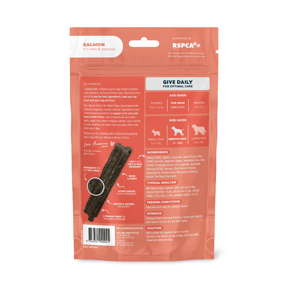 Salmon Mint And Charcoal Dental Dog Treats Medium