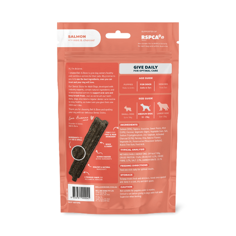 Salmon Mint And Charcoal Dental Dog Treats Medium