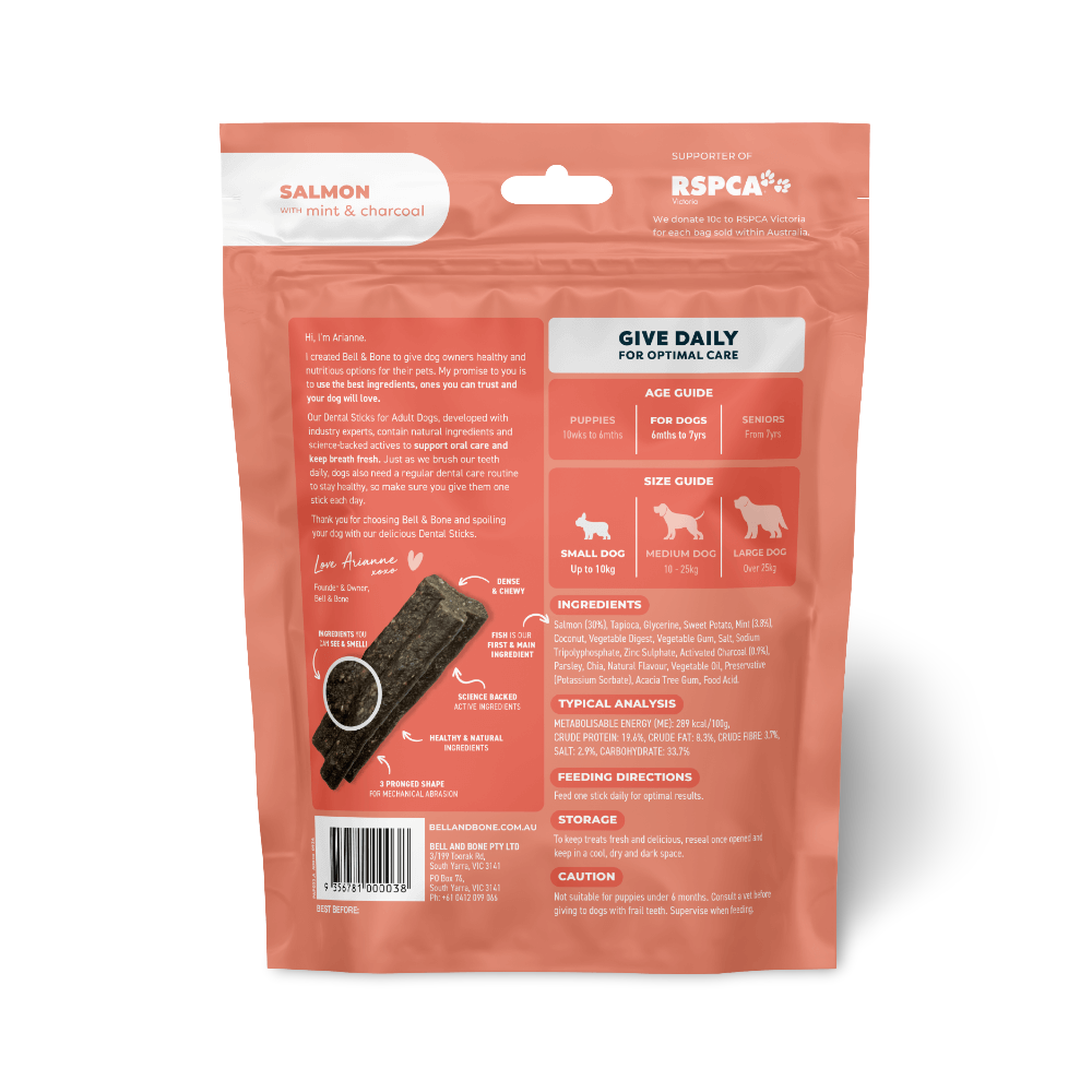 Salmon Mint And Charcoal Dental Dog Treats Small