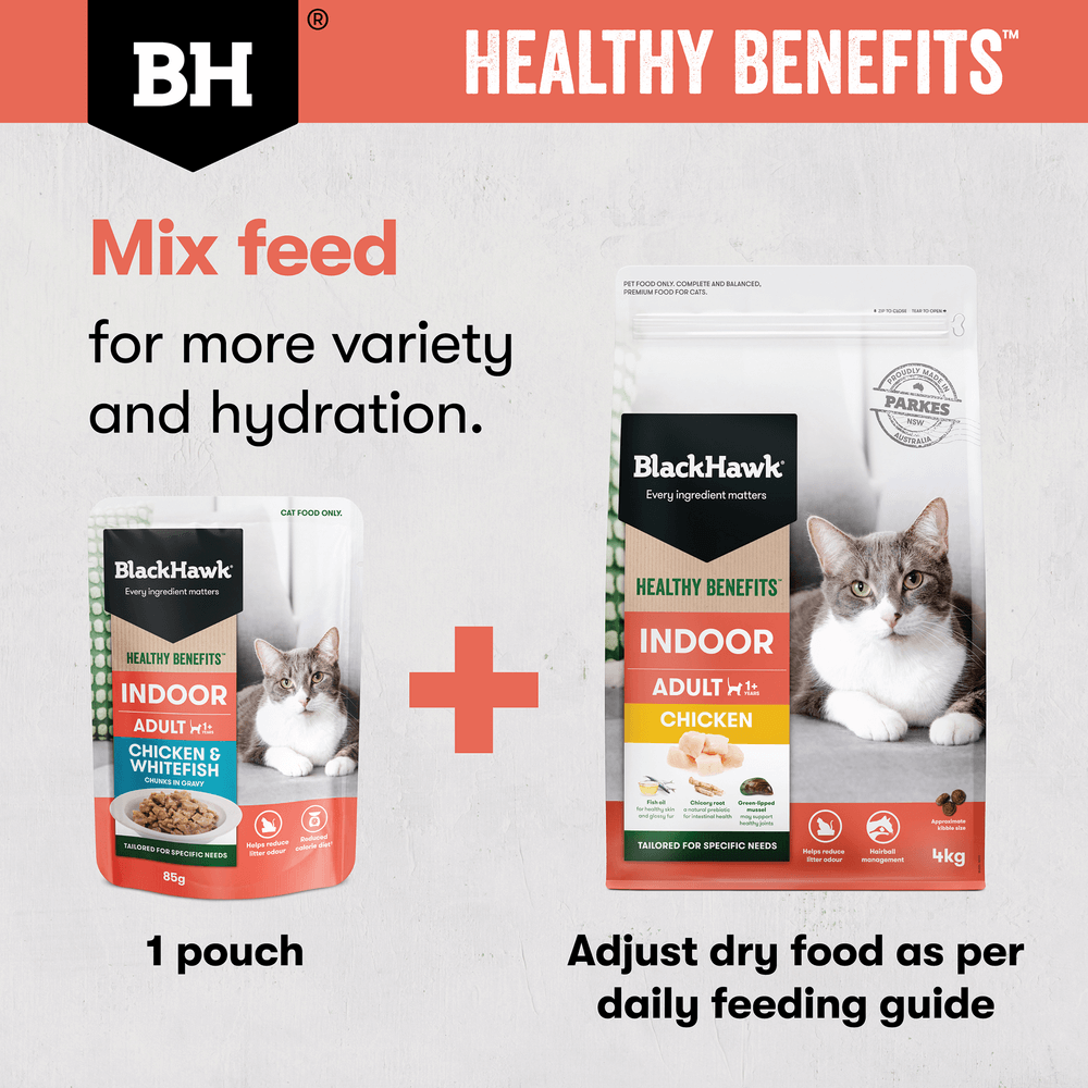 Healthy Benefits Wet Cat Food Adult Indoor Chicken And Fish In Gravy Pouches