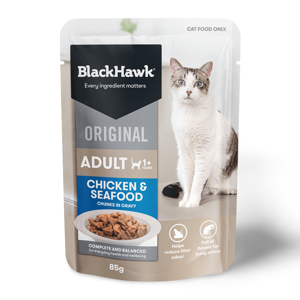 Wet Cat Food Adult Chicken And Seafood In Gravy Pouches