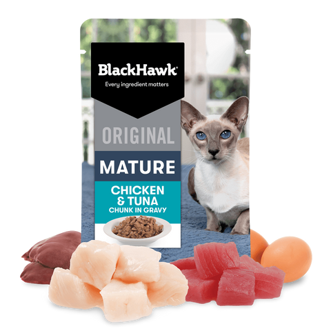 Wet Cat Food Mature Chicken And Tuna In Gravy Pouches
