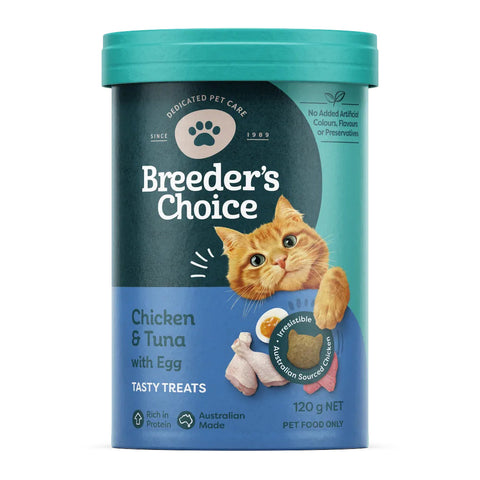 Breeder's Choice Chicken & Tuna with Egg Cat Treats 120g