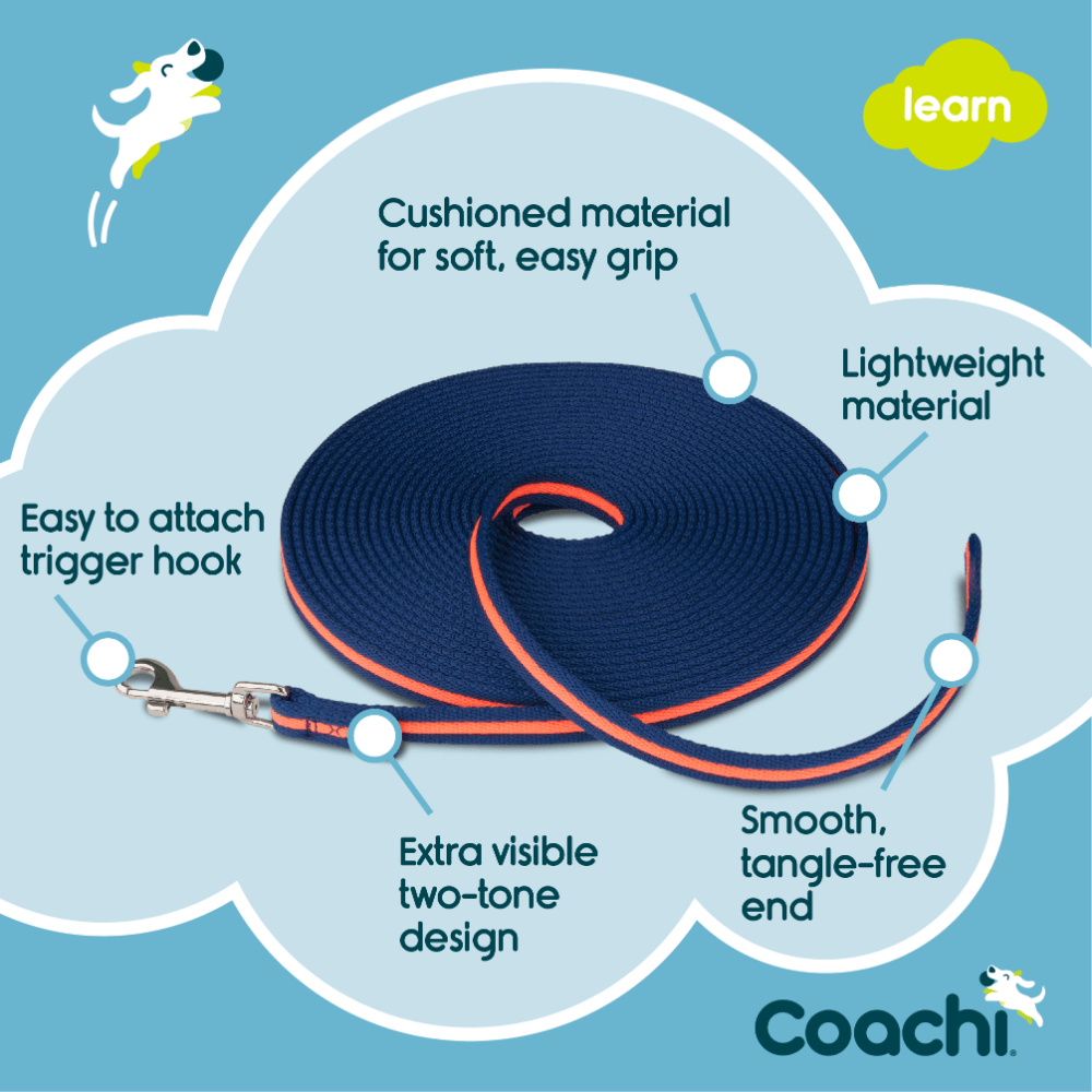 Recall Dog Lead Line Trainer Navy Coral