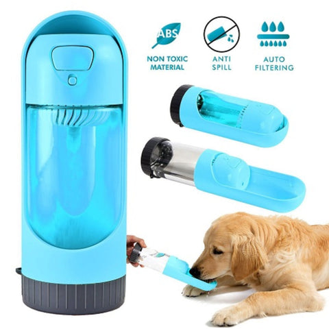 All Fur You Portable Dog Water Bottle 300ml - Blue | petsome Pet Supplies