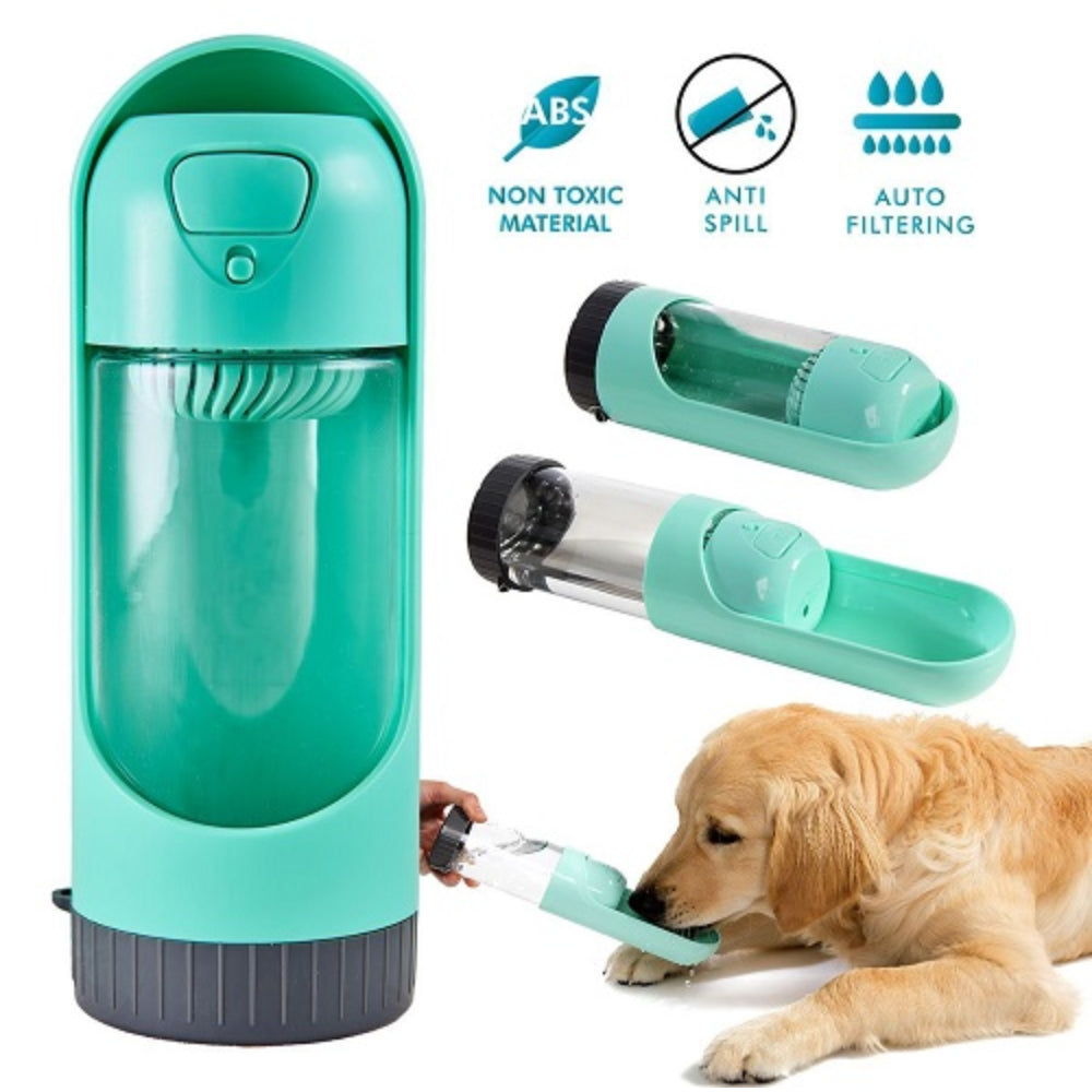 All Fur You Portable Dog Water Bottle 300ml - Green | petsome Pet Supplies