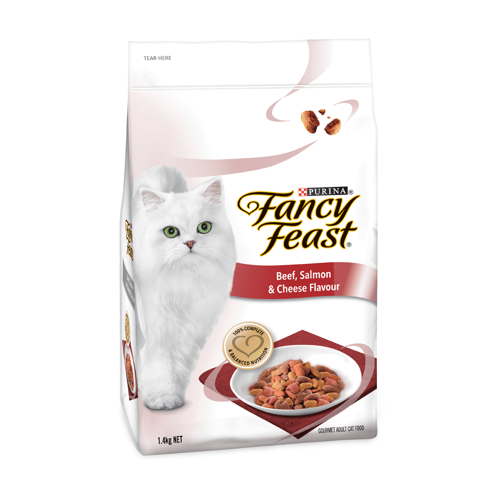 Dry Cat Food Beef Salmon And Cheese Flavour