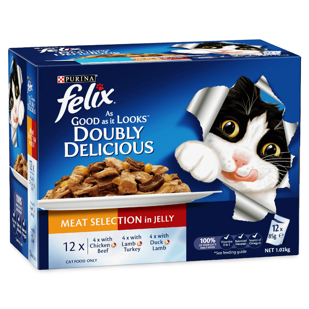 Wet Cat Food Adult Doubly Delicious Meat Selection Pouches