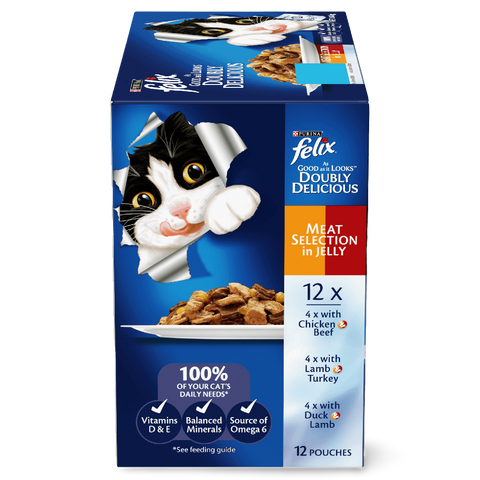 Wet Cat Food Adult Doubly Delicious Meat Selection Pouches