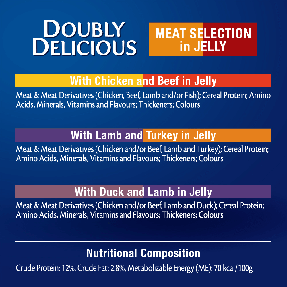Wet Cat Food Adult Doubly Delicious Meat Selection Pouches