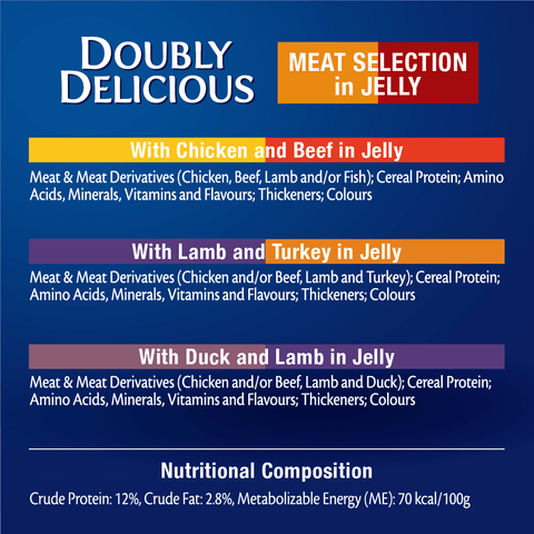 Wet Cat Food Adult Doubly Delicious Meat Selection Pouches
