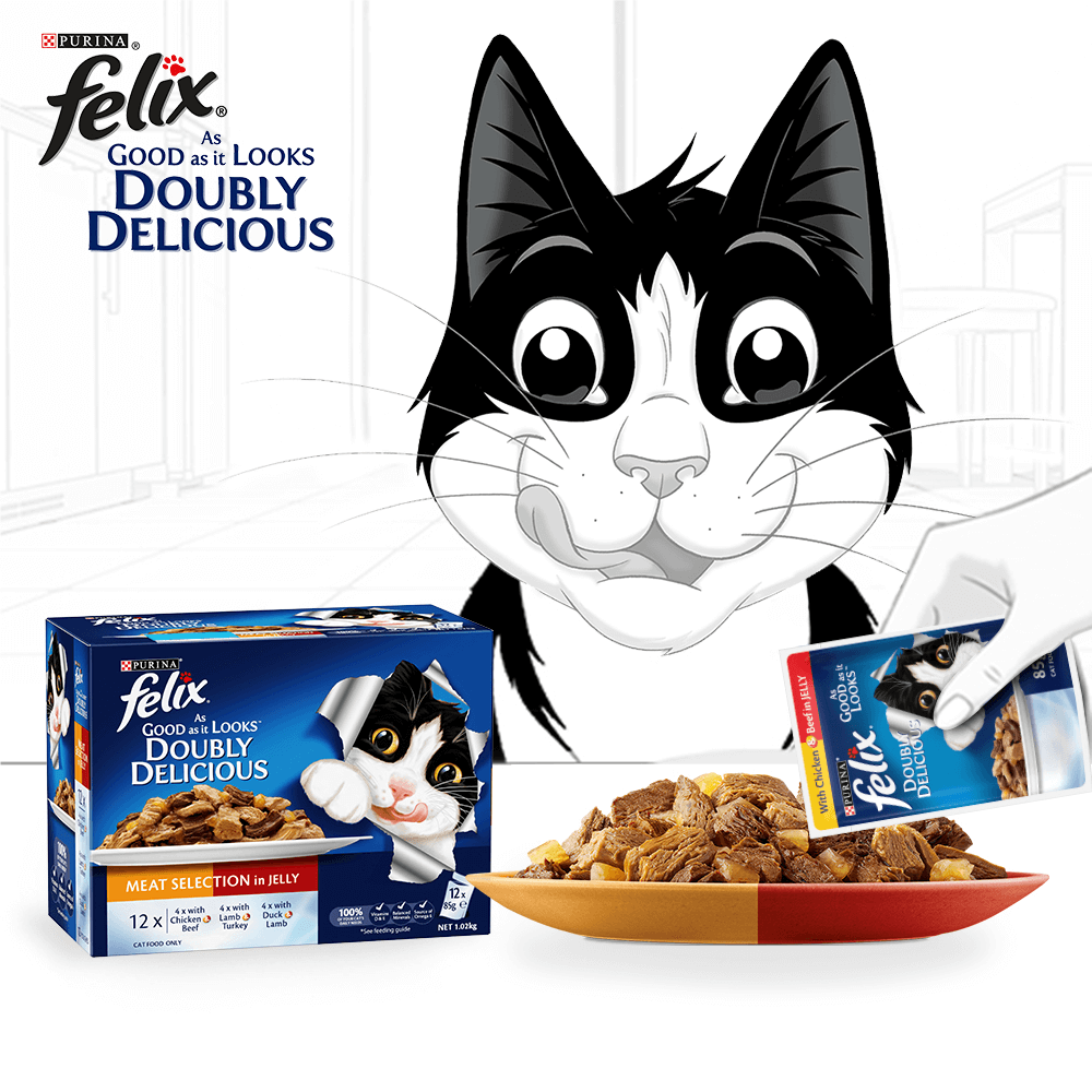 Wet Cat Food Adult Doubly Delicious Meat Selection Pouches