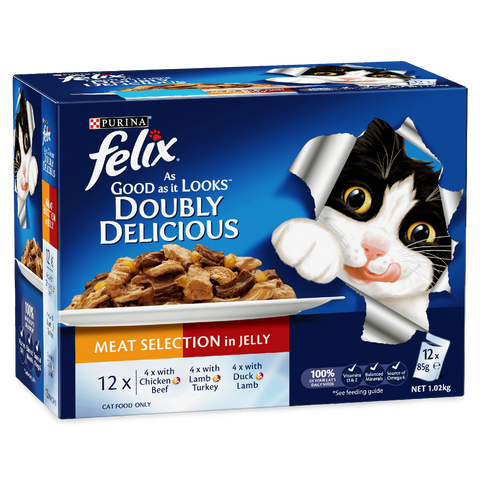 Wet Cat Food Adult Doubly Delicious Meat Selection Pouches