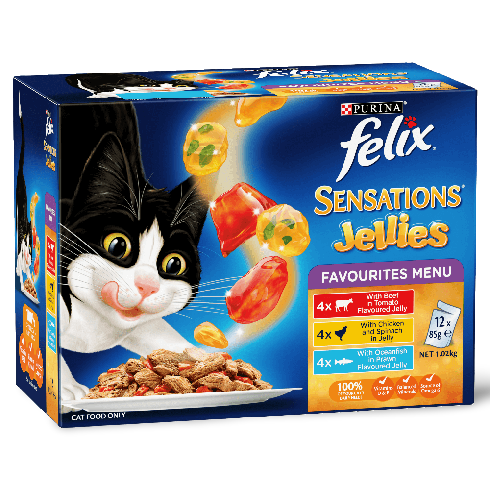 Wet Cat Food Adult Sensations Jellies Favourites Menu Pouches