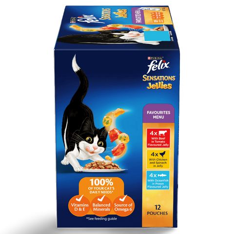 Wet Cat Food Adult Sensations Jellies Favourites Menu Pouches
