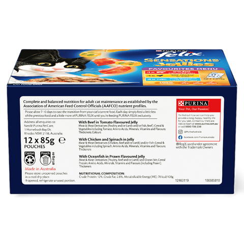 Wet Cat Food Adult Sensations Jellies Favourites Menu Pouches