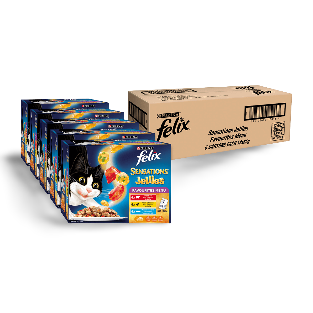 Wet Cat Food Adult Sensations Jellies Favourites Menu Pouches