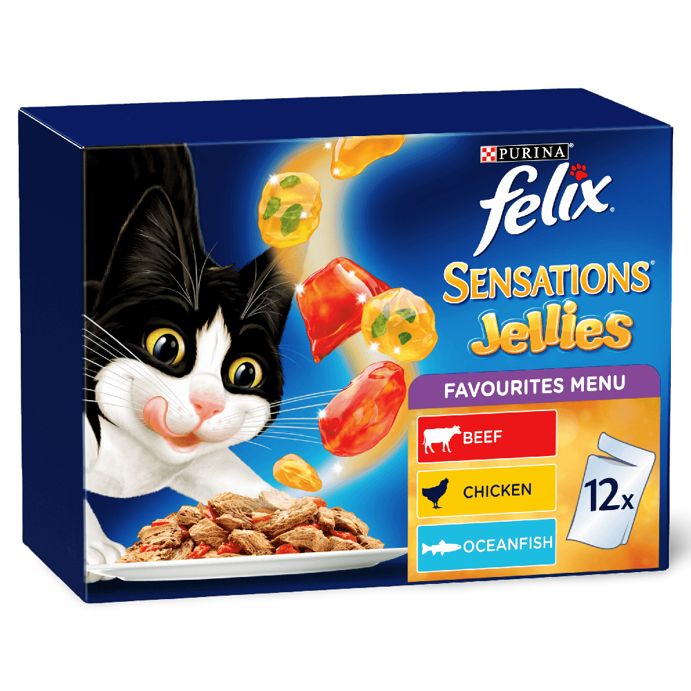 Wet Cat Food Adult Sensations Jellies Favourites Menu Pouches