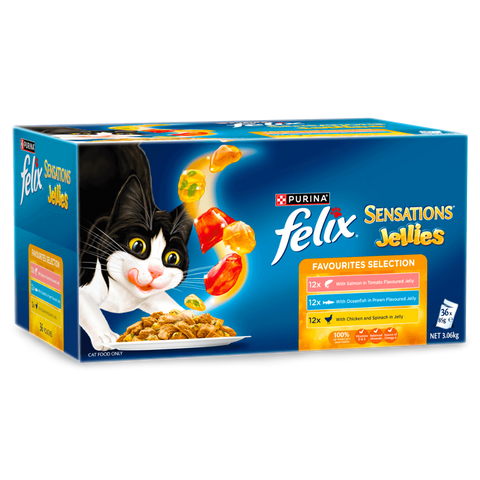 Wet Cat Food Adult Sensations Jellies Favourites Selection Pouches