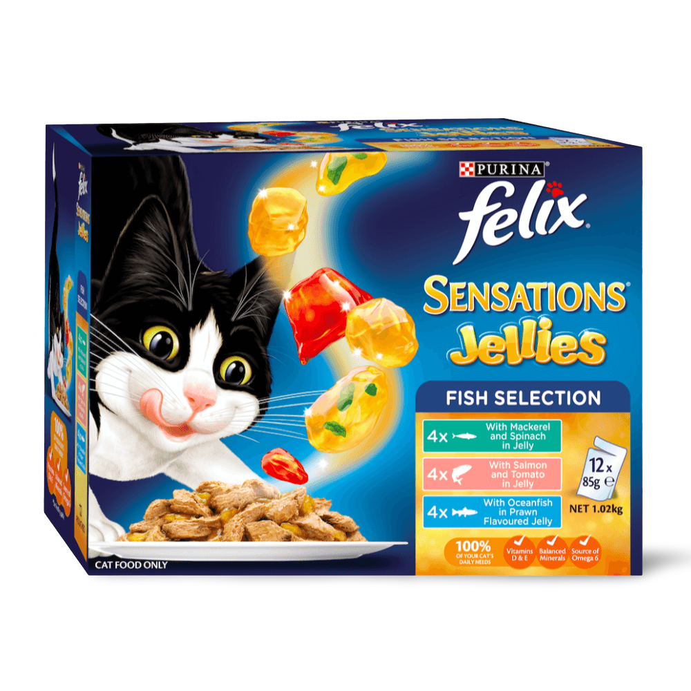 Wet Cat Food Adult Sensations Jellies Fishy Selection Pouches