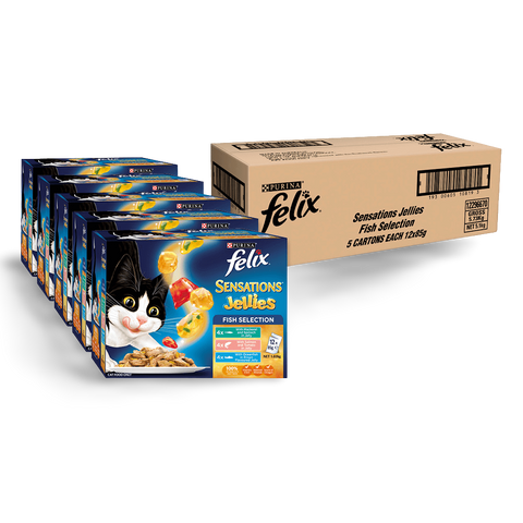 Wet Cat Food Adult Sensations Jellies Fishy Selection Pouches