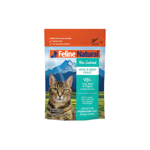 Feline Natural Hoki & Beef Feast Pouch Wet Cat Food 85g x 12