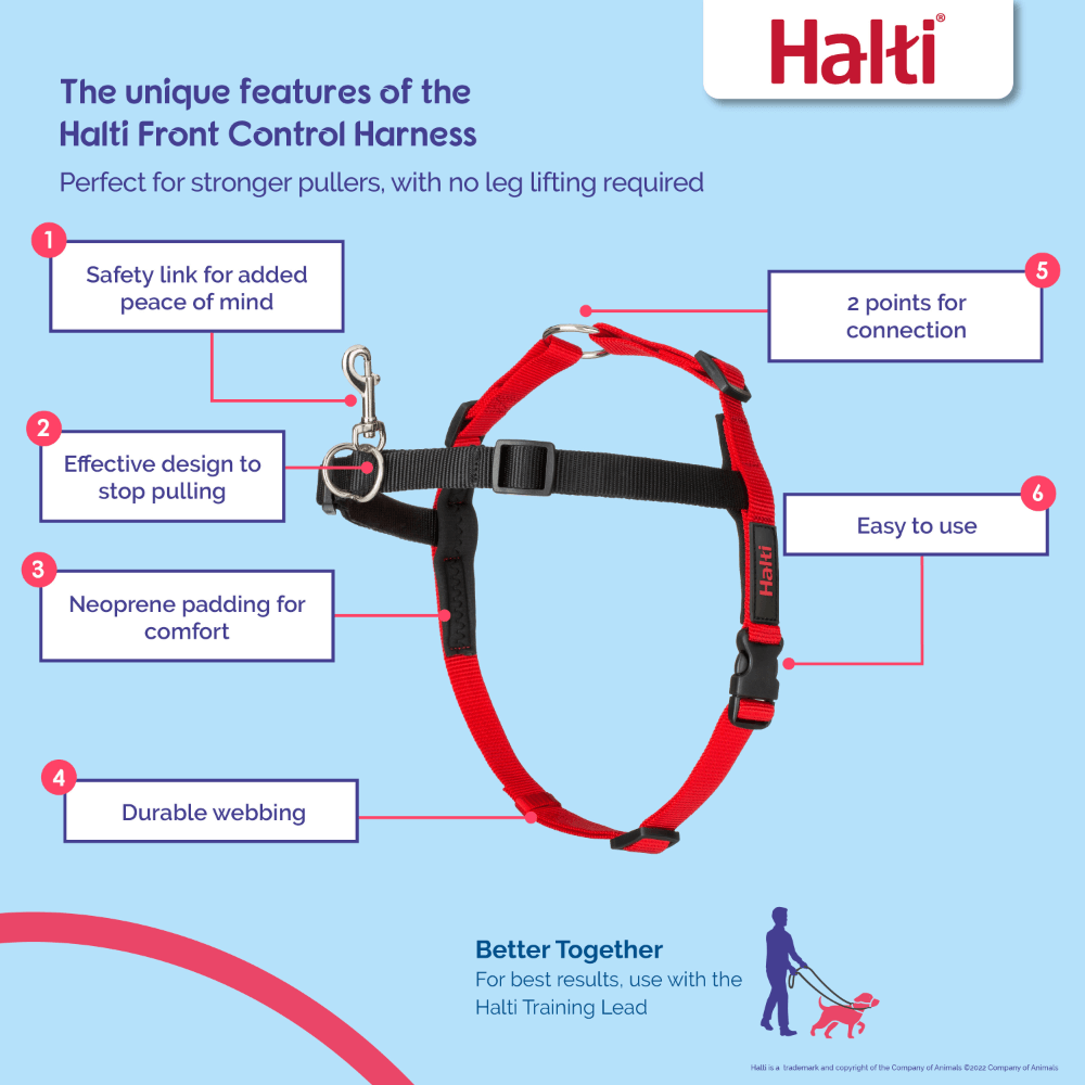 Front Control Dog Harness Black & Red